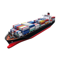 Ship Shipping Container in Sea on Transparent Background png