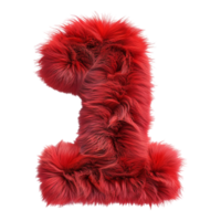 1 Letter made with Red Fur on Transparent Background png