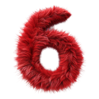 6 Letter made with Red Fur on Transparent Background png