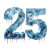 3D Number 25 Text Design on Transparent Background png