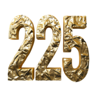 3D Number 225 Text Design on Transparent Background png
