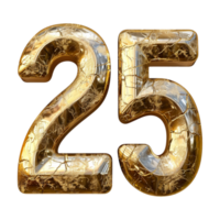 3D Number 25 Text Design on Transparent Background png