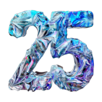 3D Number 25 Text Design on Transparent Background png
