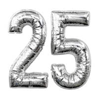 3D Number 25 Text Design on Transparent Background png