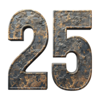 3D Number 25 Text Design on Transparent Background png