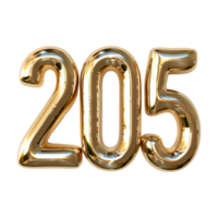 3D Number 205 Text Design on Transparent Background png