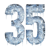 3D Number 35 Text Design on Transparent Background png