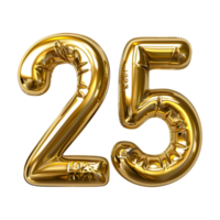 3D Number 25 Text Design on Transparent Background png