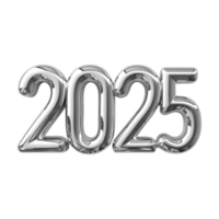 3D Text of 2025 for New Year on Transparent Background png