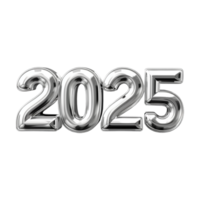 3D Text of 2025 for New Year on Transparent Background png