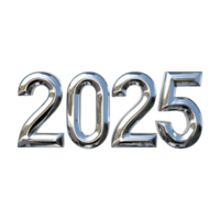 3D Text of 2025 for New Year on Transparent Background png