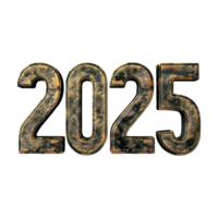 3D Text of 2025 for New Year on Transparent Background png