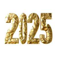 3D Text of 2025 for New Year on Transparent Background png