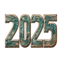 3D Text of 2025 for New Year on Transparent Background png