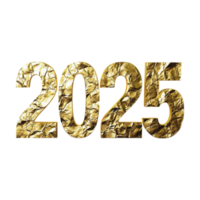 3D Text of 2025 for New Year on Transparent Background png
