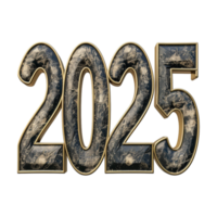 3D Text of 2025 for New Year on Transparent Background png