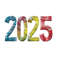 3D Text of 2025 for New Year on Transparent Background png