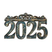 3D Text of 2025 for New Year on Transparent Background png