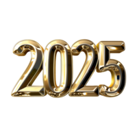 3D Text of 2025 for New Year on Transparent Background png