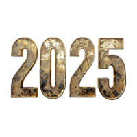 3D Text of 2025 for New Year on Transparent Background png