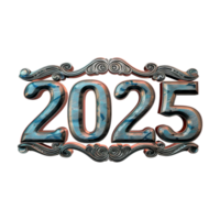 3D Text of 2025 for New Year on Transparent Background png