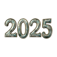3D Text of 2025 for New Year on Transparent Background png