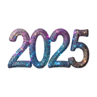 3D Text of 2025 for New Year on Transparent Background png