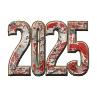 3D Text of 2025 for New Year on Transparent Background png