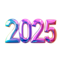 3D Text of 2025 for New Year on Transparent Background png