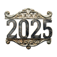 3D Text of 2025 for New Year on Transparent Background png