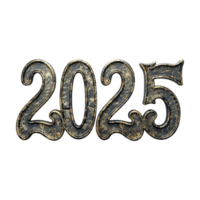 3D Text of 2025 for New Year on Transparent Background png