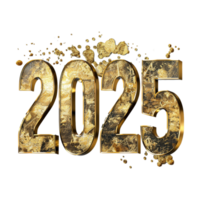 3D Text of 2025 for New Year on Transparent Background png