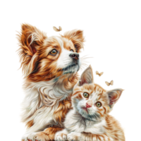 Dog and Cat Sitting on Transparent Background png