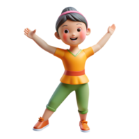 Cheerful animated character with open arms, wearing casual clothes and a happy expression. Perfect for fun, playful, and joyful themes. png