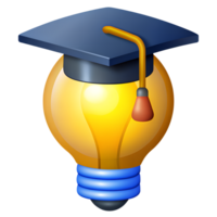 Creative icon of a graduation cap on a light bulb, symbolizing education, knowledge, and bright ideas in learning and innovation. png