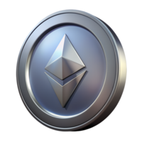 Ethereum cryptocurrency coin symbol isolated on white background, representing digital currency and blockchain technology concept. png