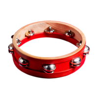 A brightly colored tambourine with metallic jingles against a white background. Perfect for music and performance themes. png