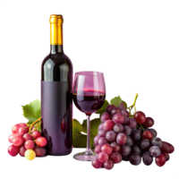 botella de rojo vino con un vaso y uvas en un blanco antecedentes. Perfecto para viñedo, lagar, y vino saboreo conceptos. png