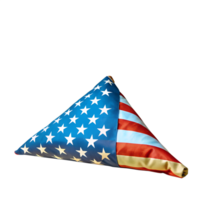 Folded American flag in a triangular shape symbolizing honor and patriotism isolated on a white background. png