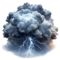 Dynamic illustration of a lightning storm within a dense cloud formation, showcasing powerful weather elements. png