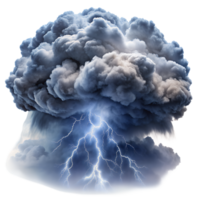 Dramatic cloud formation with intense lightning strikes, representing power and intensity in a stunning visual display of nature. png