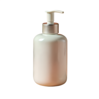 Minimalist white pump bottle with cap for lotion or soap against a transparent background. Ideal for product advert and design mockup. png