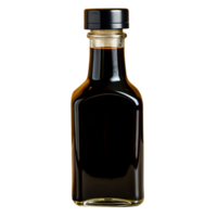 Clear glass bottle with black liquid, isolated on white background. Ideal for product, beverage, or medical container concepts. png