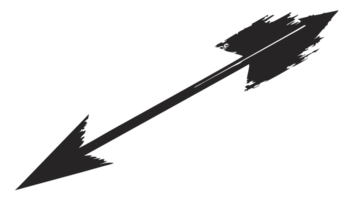 Black arrow illustration on transparent background, pointing southwest. Perfect for design, navigation, direction, and simplicity themes. png