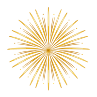 Bright golden firework bursting in the night sky, creating a stunning display of radiating lines in celebration or festive events. png
