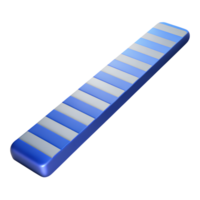 3D render of a blue and silver bar with a striped pattern, isolated on a white background, minimalist design. png