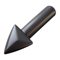3D black down arrow icon with a sleek design, perfect for indicating direction or download in various digital applications and interfaces. png