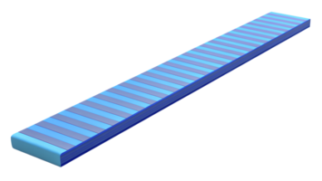 3D rendering of a blue striped object, resembling a rectangular bar or block, isolated on a white background. png