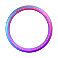 Abstract glowing neon circle with a blend of blue and pink colors on a transparent background, perfect for futuristic design projects. png