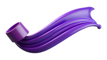 3D digital purple ribbon swirl in motion, isolated on a white background. Vibrant and dynamic abstract design for creative projects. png